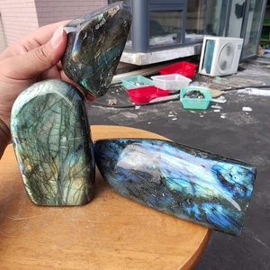 4.7LB3Pcs Natural Labradorite moonstone Quartz Crystal Freeform Mineral Specimen - Picture 1 of 18