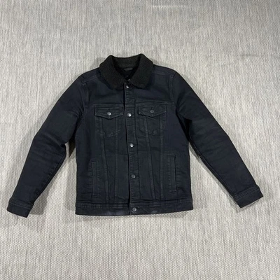 Chaqueta Hollister Trucker Para Hombres M Epic Flex Sherpa Forrada Negro Elastizado Denim Abrigo Foto 1 de 4