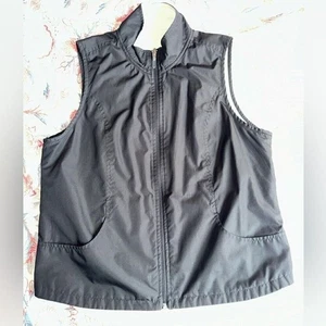 Black Fleece Lined Vest Full Zip Pockets Sleeveless Jacket Medium - Picture 1 of 4