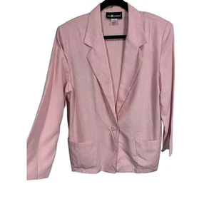 Vintage 90s Sag Harbor Women’s Pink Blazer Lightweight 1-Button Career Size 14 - Picture 1 of 7