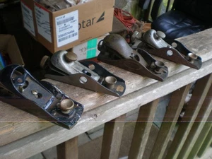 4 lot Vintage Stanley Thumb Finger Block Plane 1 Millers Falls Woodworking Tools - Picture 1 of 13