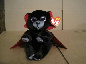 2022 TY BEANIE BELLIES BEARLA THE HALLOWEEN VAMPIRE 6" BEAR--NEW WITH TAGS - Picture 1 of 13