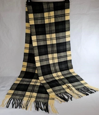 Auténtica Bufanda 100% Cachemira Hecha en Escocia Unisex Gris Crema Borlas 12" x 72" Foto 1 de 4