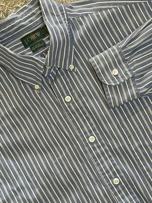 J Crew Oarsman Mens Blue Striped Long Sleeve Dress Shirt Size 16.5 34 - Image 1 of 4