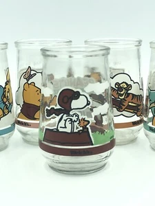 Vintage Disney Winnie Puuh & Peanuts Snoopy Flying Ace Welch’s Jelly Gläser - Bild 1 von 6