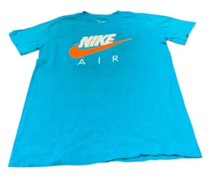 The Nike Tee Air Teal T-Shirt Childs Medium Orange Swoosh Unisex Cotton Colorful - Picture 1 of 3
