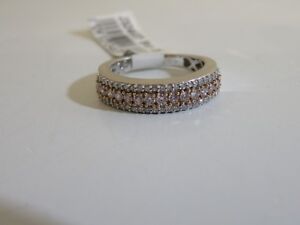 14K WHITE GOLD NATURAL PINK & WHITE DIAMOND BAND RING BY AFFINITY 1/2 CTTW NEW 5