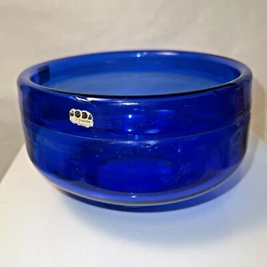 Vtg 1960's Blue Boda Art Glass Bowl Erik Höglund Jorgenssens Store Kosta Sweden - Picture 1 of 12