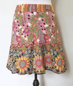 Cabi Ashbury Skirt Womens 12 Pink Box Pleat Y2K Mix Floral Fair Isle Pockets Zip - Picture 1 of 15