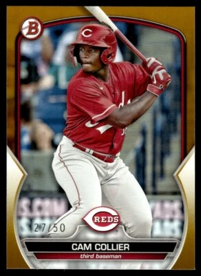 2023 Bowman Draft Gold Cam Collier Rookie 27/50 Cincinnati Reds #BD-143 - Image 1 of 2