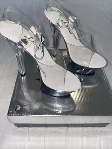Ellie Stiletto Heels Clear Size 8 601-Brook - Picture 1 of 11