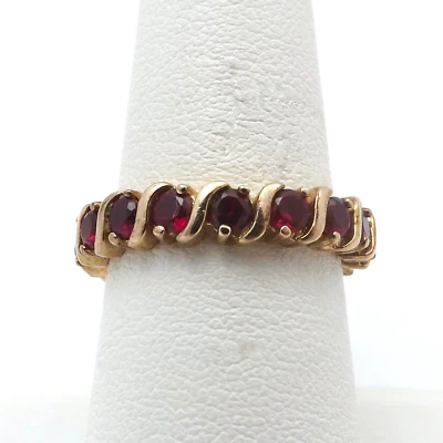 Ross Simons 18k Gold Vermeil Sterling Silver Lab Created Ruby Eternity Band Ring - Image 1 of 4
