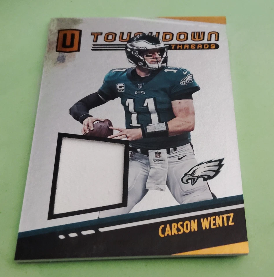 2019 Carson Wentz Panini Unparalleled Touchdown Threads JERSEY PATCH #TT-CW MINT - Image 1 of 1