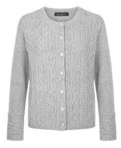 IRELANDS EYE Foxrock Cardigan Wool Cashmere in Silver BNWT Women's Size Small - Picture 1 of 15