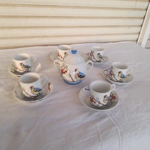 SERVIZIO DA CAFFÈ RICHARD GINORI / LIMOGES, ITALY, DIPINTO A MANO, ANNI '70/80 - Foto 1 di 19