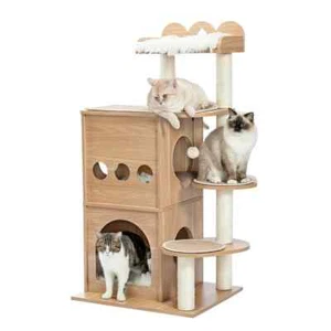 Katzenbaum aus Holz modernes Design große stabile Plattform - Bild 1 von 6