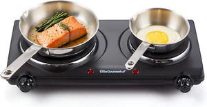EDB-302BF# Countertop Double Cast Iron Burner, 1500 Watts Electric Hot Plate, Te - Picture 1 of 7