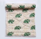 Indian Elephant Hand Block Print Baby Quilt Cotton Filled Cotton Coverlets