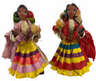 Figurine Mexicaine Poupées Papier Mache Art Folklorique Fiesta Senorita Coloré Lot de 2