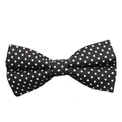 Hombres Moda Blanco Lunares Estampado Algodón Pajarita Pre-atada Ajustable Pajarita Foto 1 de 3