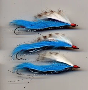Trout Flies: Snake Flies. Blue of the Night Flapper UK Tied x3 size 8 (code 656) - Picture 1 of 3