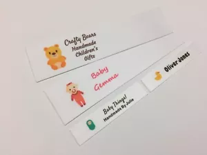 Personalised Sew In Full Colour Motif Name Labels Kids Baby Children Nursery - Picture 1 of 5