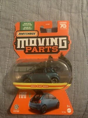 NEW 2023 Matchbox Moving Parts - 70 Years Series  *2021 FIAT 500E*  Blue Coupe - Image 1 of 4
