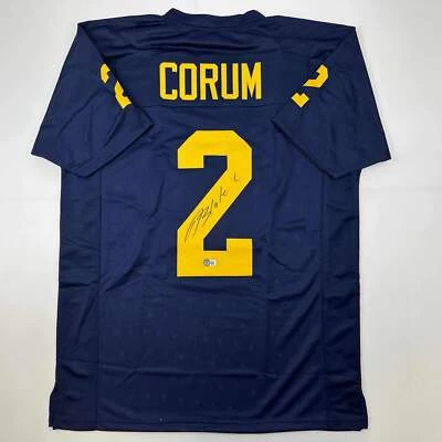Autographed/Signed Blake Corum Michigan Blue College Jersey Beckett BAS COA - Image 1 of 3