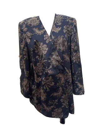 Chaqueta Jones New York Botón Negra Acolchada Hombros Seda Talla 10 Envío Gratis Foto 1 de 4