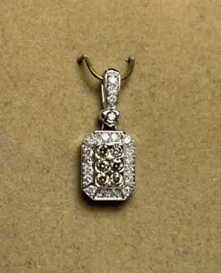 PRECIOSO COLGANTE RECTANGULAR ORO BLANCO 14k 0,33 quilates tw chocolate y diamantes blancos - Imagen 1 de 17