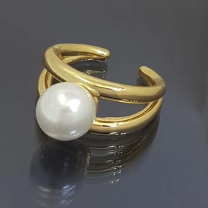 18 Karat Gold gefüllt atemberaubend italienisch Solitär Perle 18 Karat GF Kleiderring Größe 8 - Bild 1 von 9