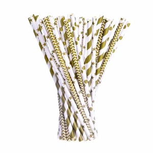 eBoot Paper Drinking Straws for Celebrations - 100 Pieces (Gold) 2 Pack!! - Picture 1 of 7