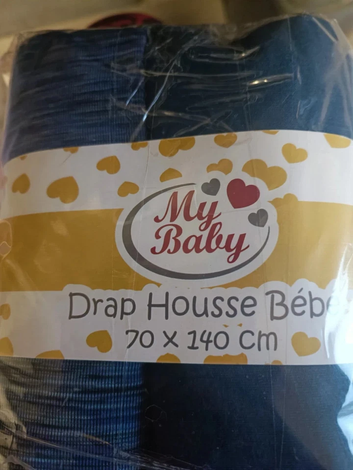 My Baby Spannbettlaken 2er Set 70x140 cm dunkelblau/blau, grau gestreift - Bild 1 von 1