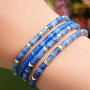 Blue Aventurine 4mm Beads Dainty Natural Healing Reiki Protection Bracelet Gift - Picture 1 of 3