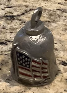 Pewter Motorcycle Gremlin Bell USA Flag Red, White & Blue - Picture 1 of 11