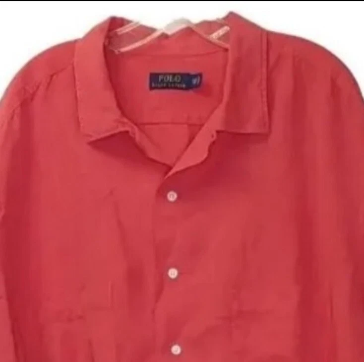 Polo Ralph Lauren Camp Hawaiian Shirt Men 2XL Tall Silk Linen Pony Logo Button  - Image 1 of 4