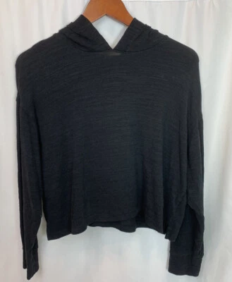 Acogedora sudadera con capucha recortada azul marino antigua para niñas talla XL 14-16 gris oscuro ropa activa Foto 1 de 4