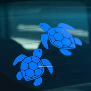 2x SEA TURTLES Surfing Camper Car Caravan Bumper Window Vinyl Decal Stickers - Picture 1 of 3