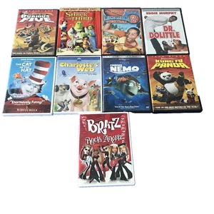 Lot of 9 Disney Movie DVDs Shrek Dr. Seuss Nemo Kunk Fu Panda Bratz Kids Movies - Picture 1 of 3