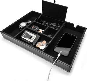 ULTRAY, Valet Tray for Men, Nightstand Organizer, Entry Table Black - Picture 1 of 7