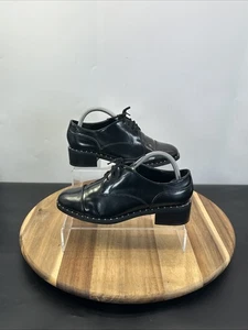 Marks and Spencer Women Shoes UK Size 5.5 Black Patent Leather Lace Up Wider Fit - Picture 1 of 11
