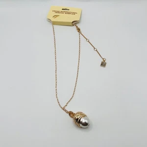 Uncas International Gold Tone Pearl Drop Pendant Necklace NWT Vendor Sample - Picture 1 of 4