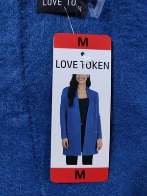 Suéter Love Token Adulto Mediano Azul Viscosa Difusa Cárdigan Suéter Para Mujer Foto 1 de 4