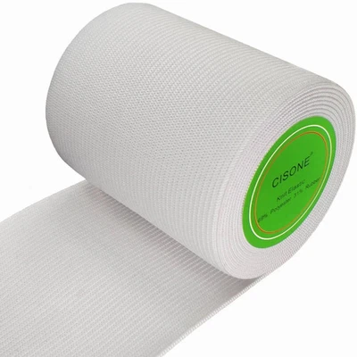 Banda elástica tejida de punto de 3 pulgadas de ancho blanca elástica pesada de alta elasticidad 3 Foto 1 de 4