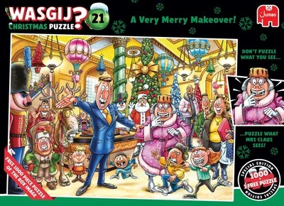 Wasgij Christmas 21 A Very Merry Makeover! Jigsaw Puzzles (2 x 1000 Pieces) - Image 1 of 3