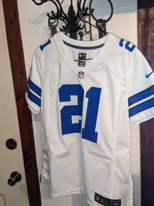 Nike EZEKIEL ELLIOT #21 Dallas Cowboys Woman’s Jersey White Blue Sz L - Picture 1 of 5
