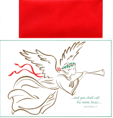 Merry Christmas Angel Gabriel Trumpet Ambassador Greeting Cards - Set of 6 - Image 1 of 3