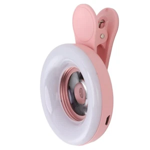 (Pink)Phone Camera 15X Macro Lens With Mini Clip Ring Light 2800 To 6500K IDS - Afbeelding 1 van 12