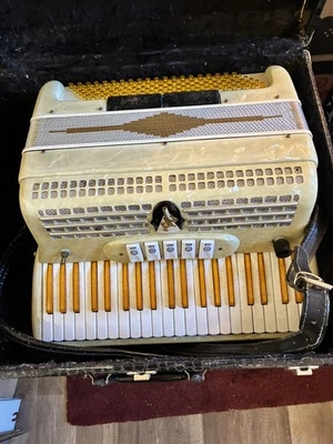 Acordeón Vintage Marcado 3898 Hecho en Italia En Estuche Rígido Funciona Foto 1 de 4