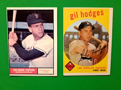 1961 Topps Orlando Cepeda #435 & 1959 Topps Gil Hodges #270 Dodgers & Giants - Image 1 of 2